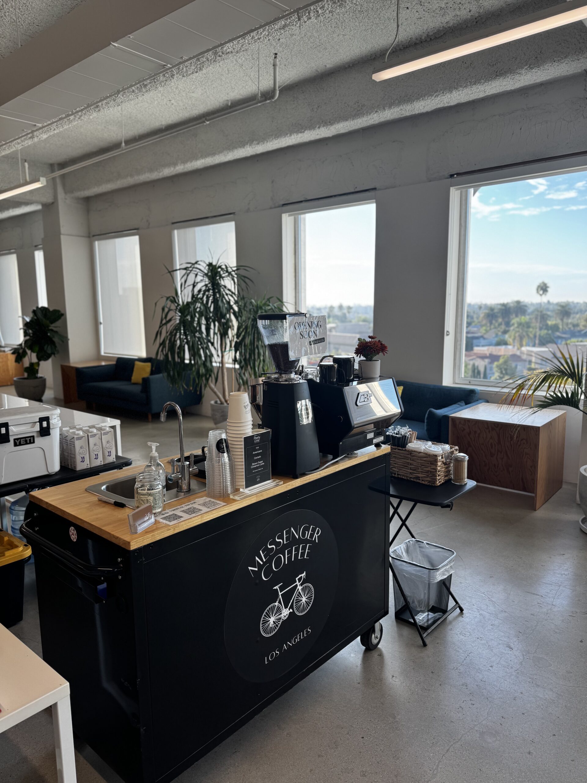 Professional mobile espresso bar at a Los Angeles corporate networking event