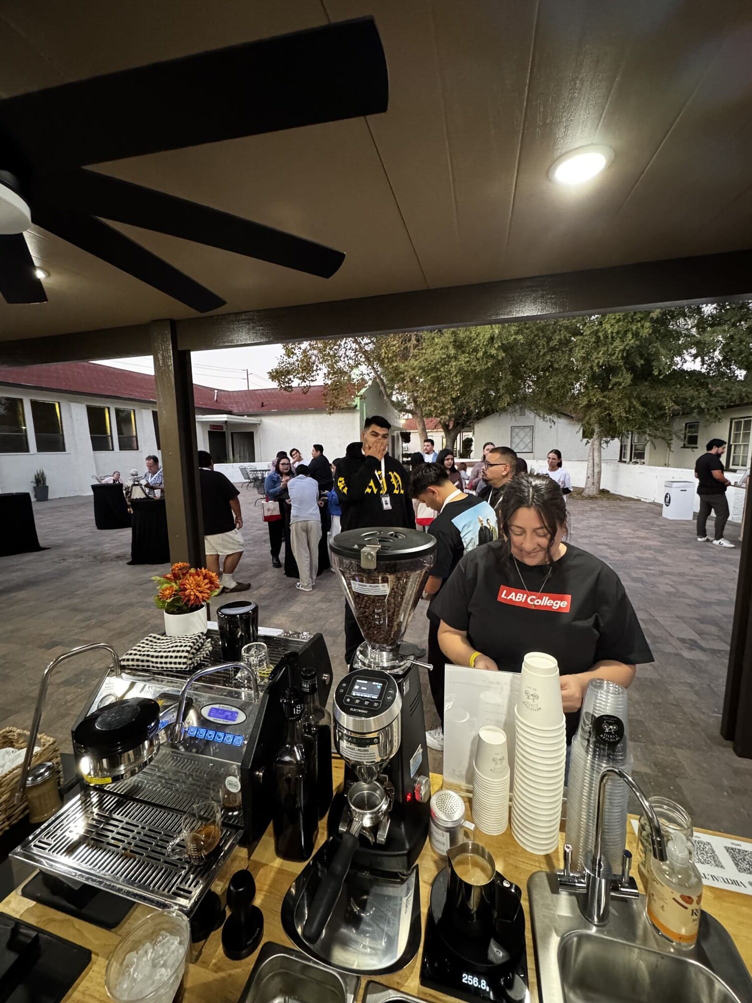 Coffee cart catering by Messenger Coffee LA for a school celebration