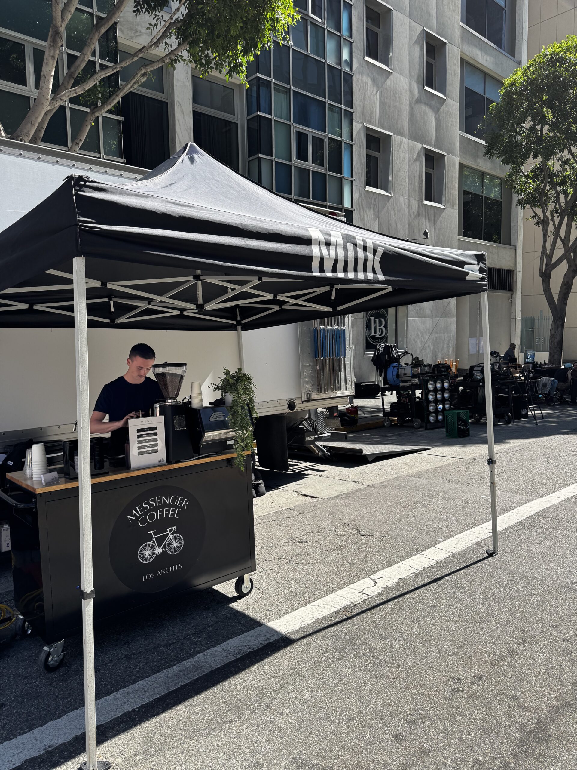 Coffee cart catering on set for a production in Los Angeles
