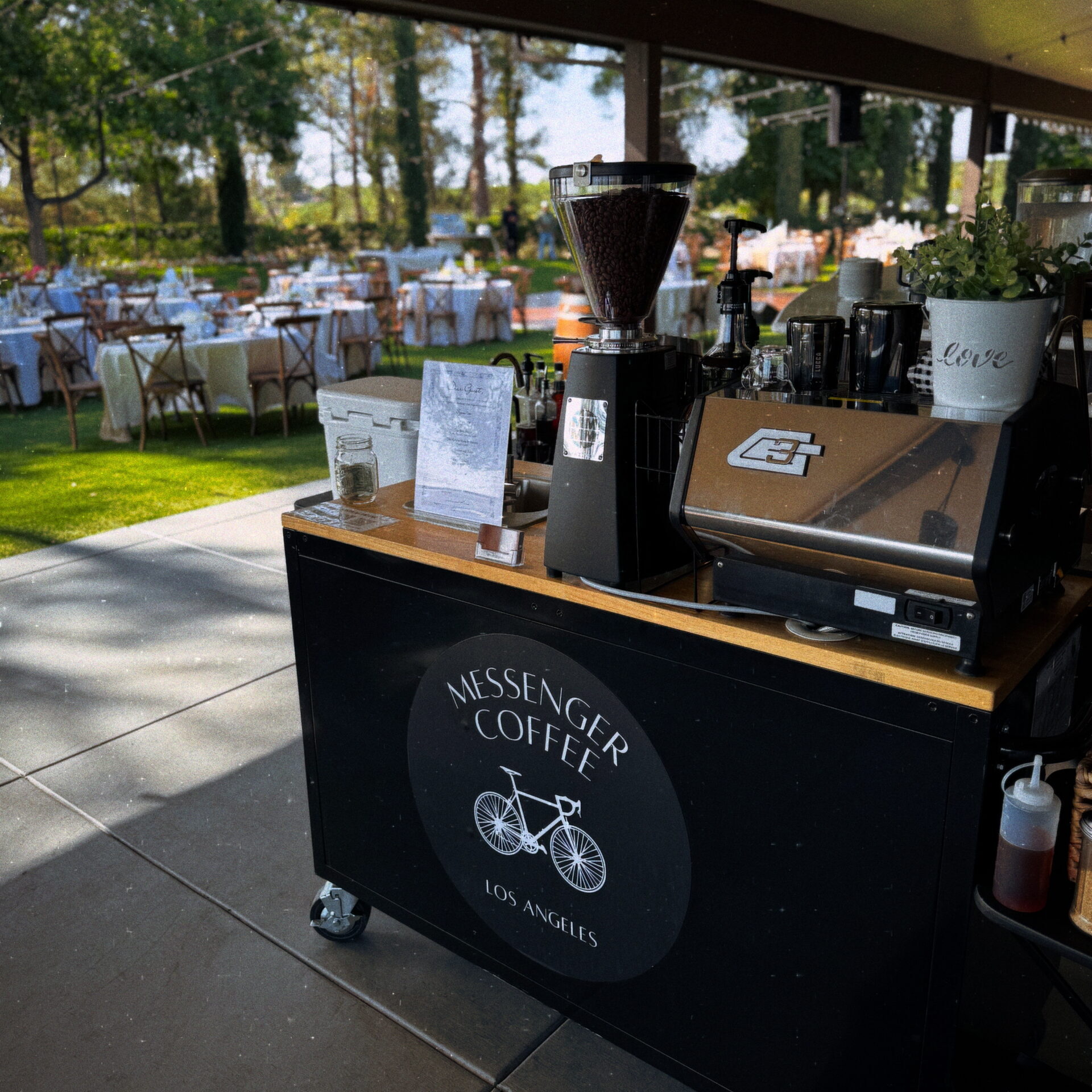 Coffee cart and mobile espresso bar catering for a wedding in Temecula vineyard venue