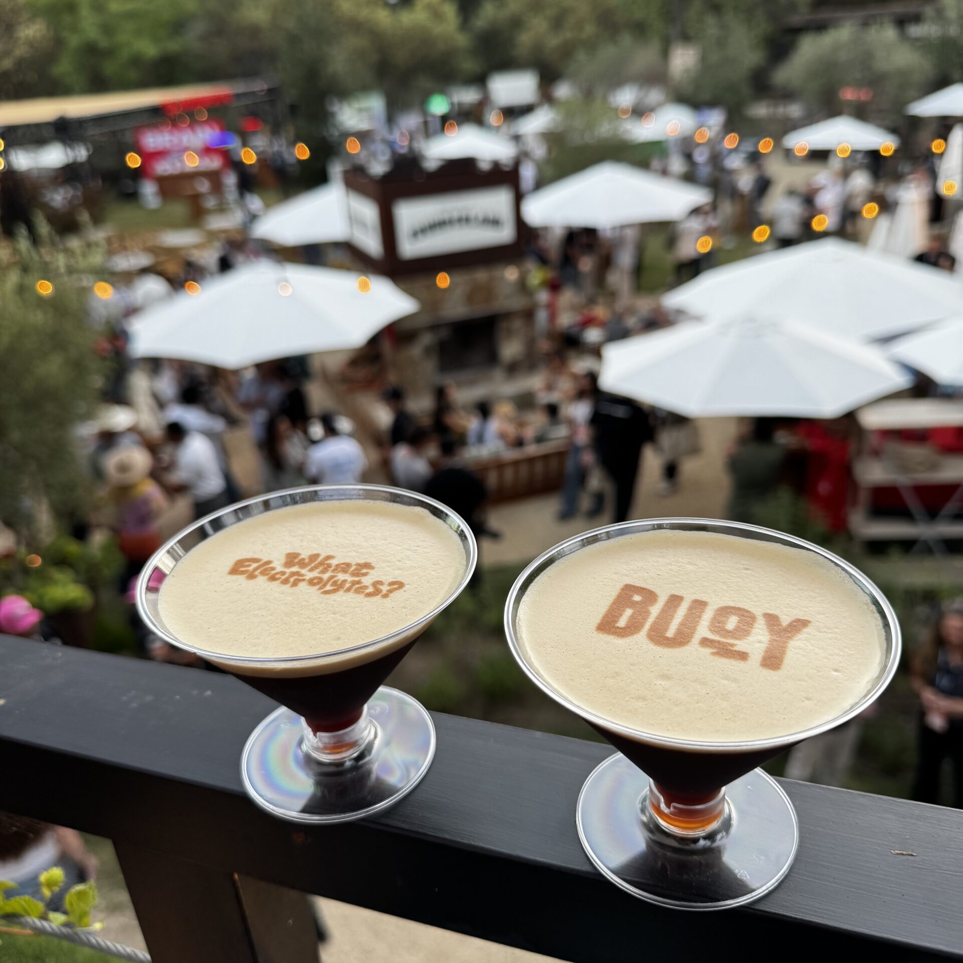 Espresso martinis made by a coffee cart in Los Angeles for a brand activation event in Malibu
